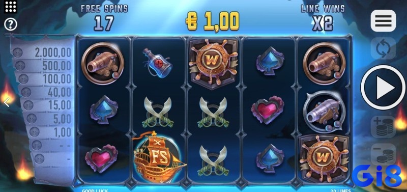 Game slot Silver Seas hấp dẫn với cấu trúc 5 cuộn, 3 hàng và 20 dòng thanh toán cố định