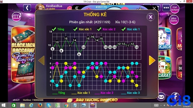 Ứng dụng phân tích tài xỉu bằng AI, hiển thị chuỗi kết quả và gợi ý thời điểm đặt cược